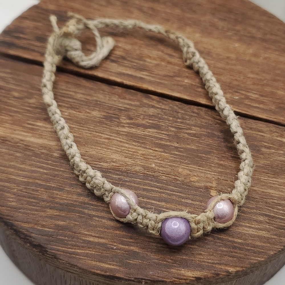B2418 hemp beaded twine bracelet earthy naturalist